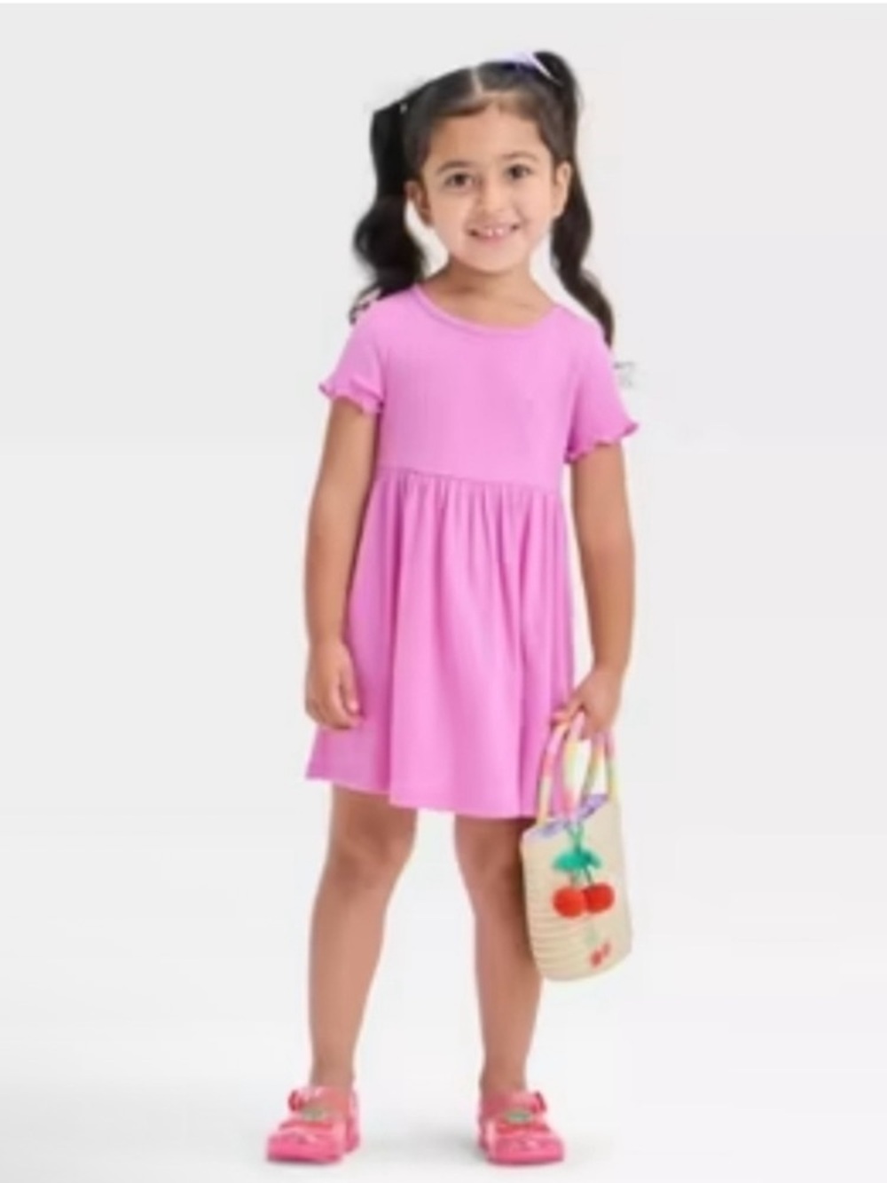 Cat & Jack Girls Pink Short-Sleeve Knit Dress